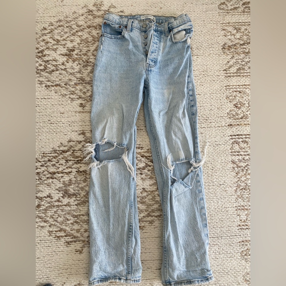 Abercrombie & Fitch Light Blue Ripped Boyfriend Jeans